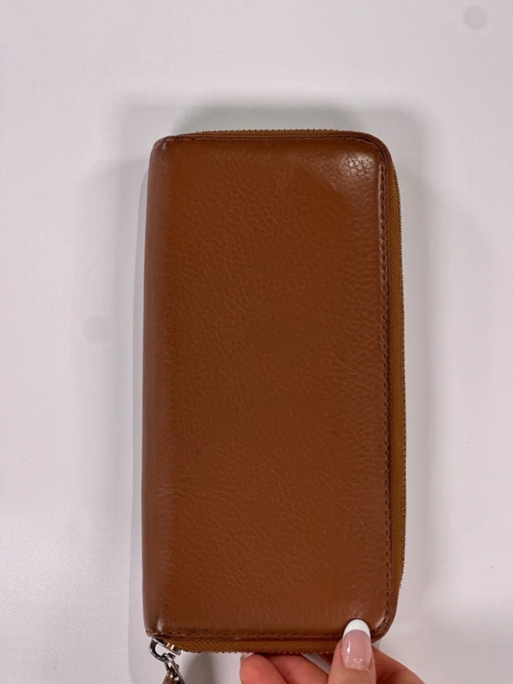 Michael Kors Zip Around Continental Wristlet Wallet Pebbled Leather Brown OS